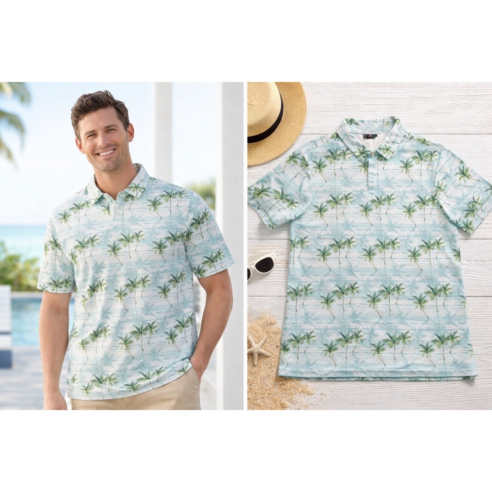 Yatta‎ Golf Polo Mens XXL Palm Tree Tropical Performance Golfcore  Vacation